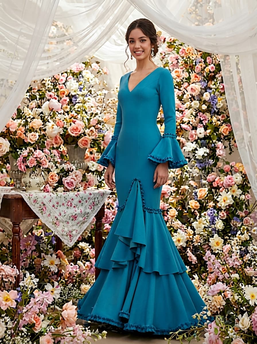 Traje de Flamenca "Pureza" Azul